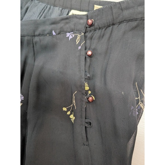 Putumayo Floral Maxi Skirt Black Whimsigoth Pleated Side Buttons Rayon Sz M NWOT - Picture 5 of 14